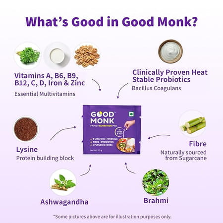 Good Monk Family Nutrition Mix | To Improve Energy | Immunity & Gut Health | 30 Sachets