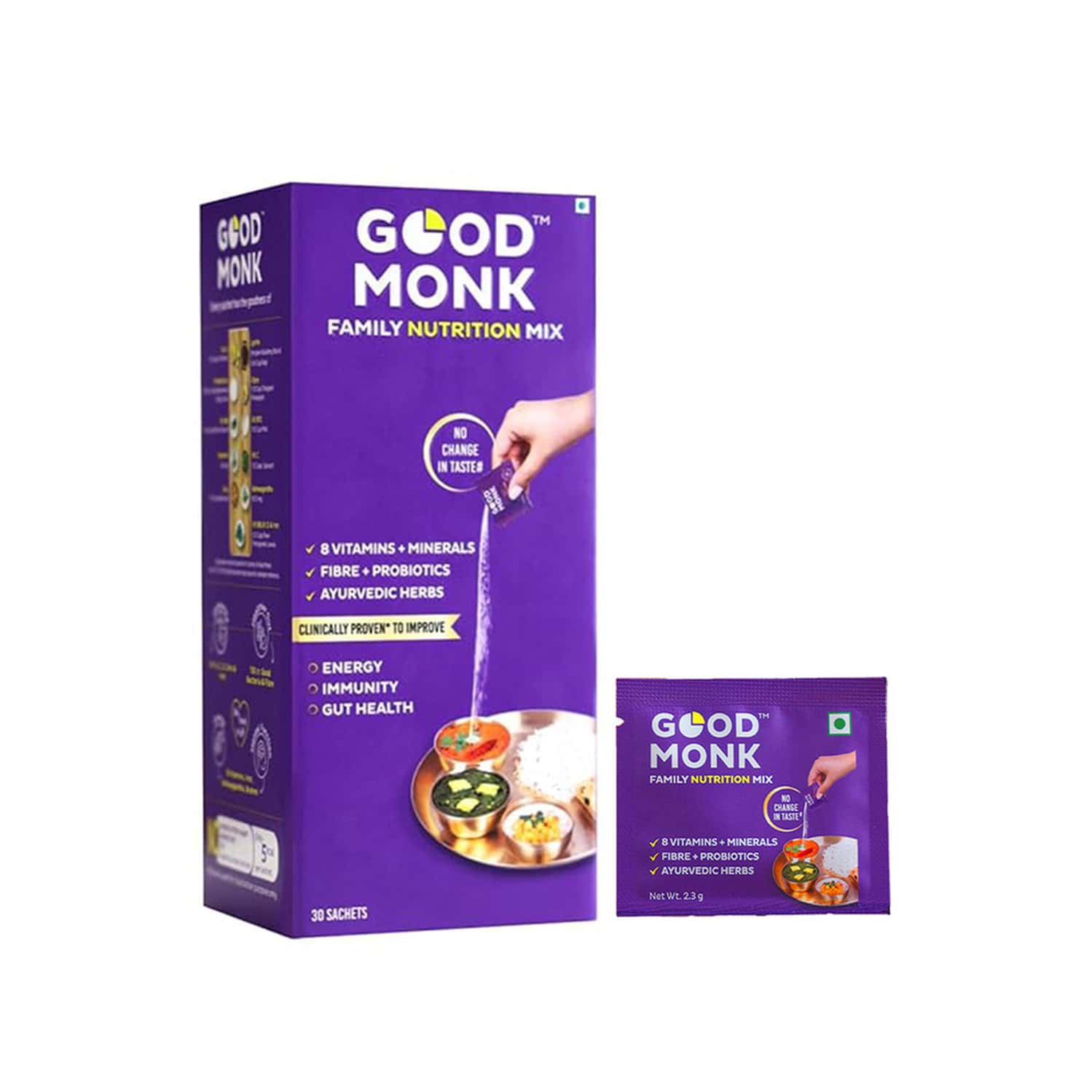 Good Monk Family Nutrition Mix | Multivitamin & Probiotic | Clinically Proven | 30 Sachets