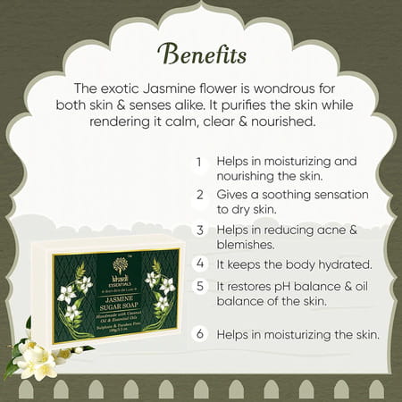 Khadi Essentials Luxurious Ayurvedic Jasmine Soap Organic Handmade Organic Bath Bar- 100 Gm