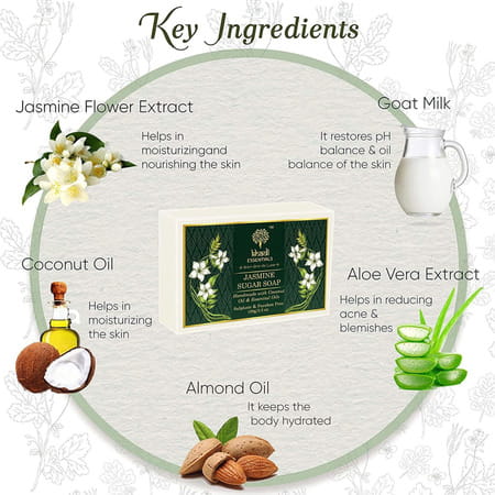 Khadi Essentials Luxurious Ayurvedic Jasmine Soap Organic Handmade Organic Bath Bar- 100 Gm