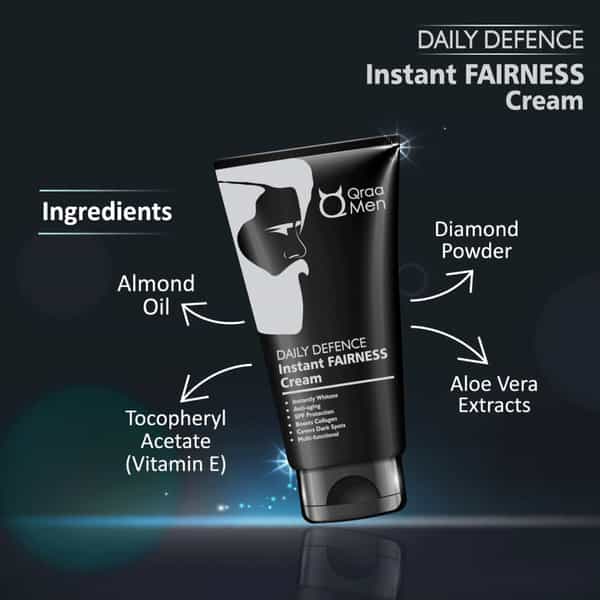 Qraa Men Daily Defence Instant Fairness Cream For Men Spf 15 Protection - 30 G