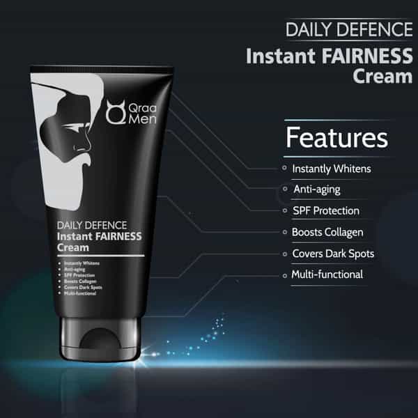 Qraa Men Daily Defence Instant Fairness Cream For Men Spf 15 Protection - 30 G