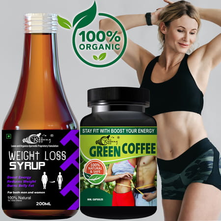 Weight Loss Syrup & Green Coffee Capsules - 100% Ayurvedic (200ml+60capsules)