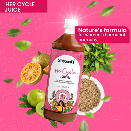 Sheopals Her Cycle Herbal Supplement Support Hormonal Balance | Pcos Pcod | Period Pain Relief - 1L