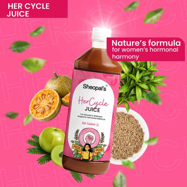 Sheopals Her Cycle Herbal Supplement Support Hormonal Balance | Pcos Pcod | Period Pain Relief - 1L