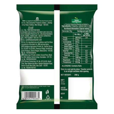 Tata Sampann Pistachios Roasted & Salted| Pista| 200g