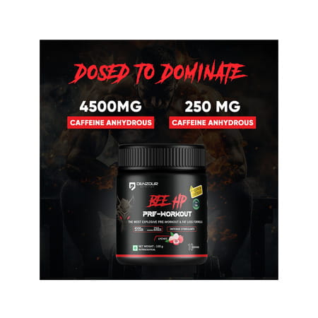 Denzour Nutrition Bee Hp Pre Workout Powder | Energy | Strength & Muscle Pump | Lychee Flavour 100G