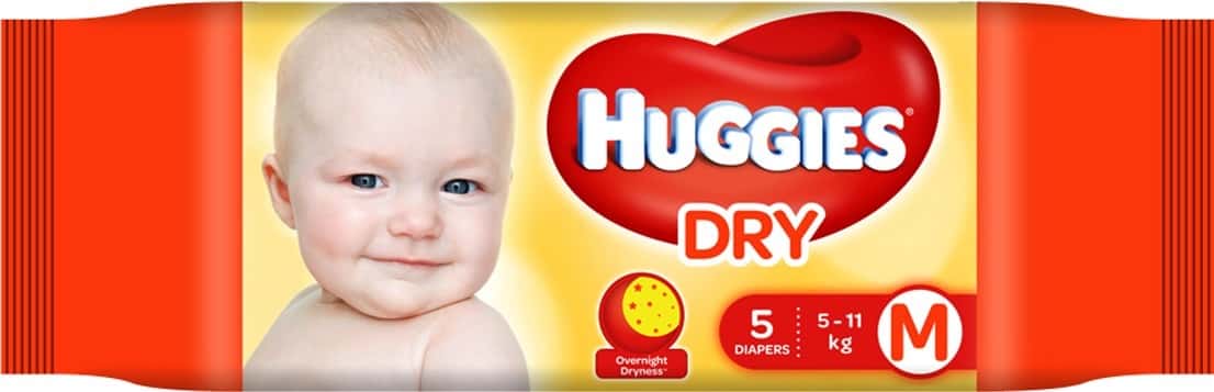 Buy HUGGIES NEW DRY MEDIUM SIZE DIAPERS (5 COUNT) Online Get