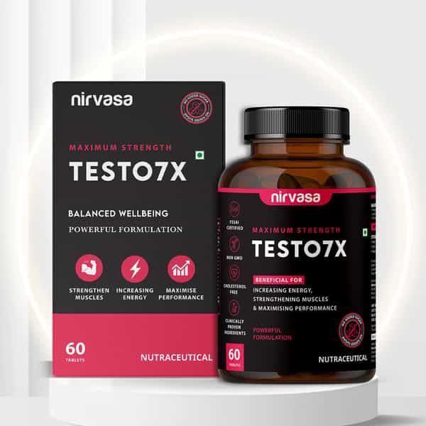 Nirvasa Testo7x Tablet | For Stamina | Performance And Boosts T-Level In Men (60 Tablets)