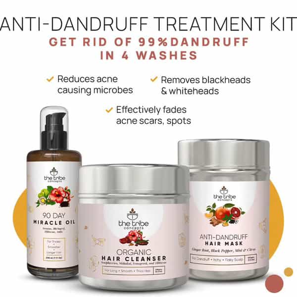 The Tribe Concepts Anti-Dandruff Treatment Kit/With Steel Tin 520 Gm