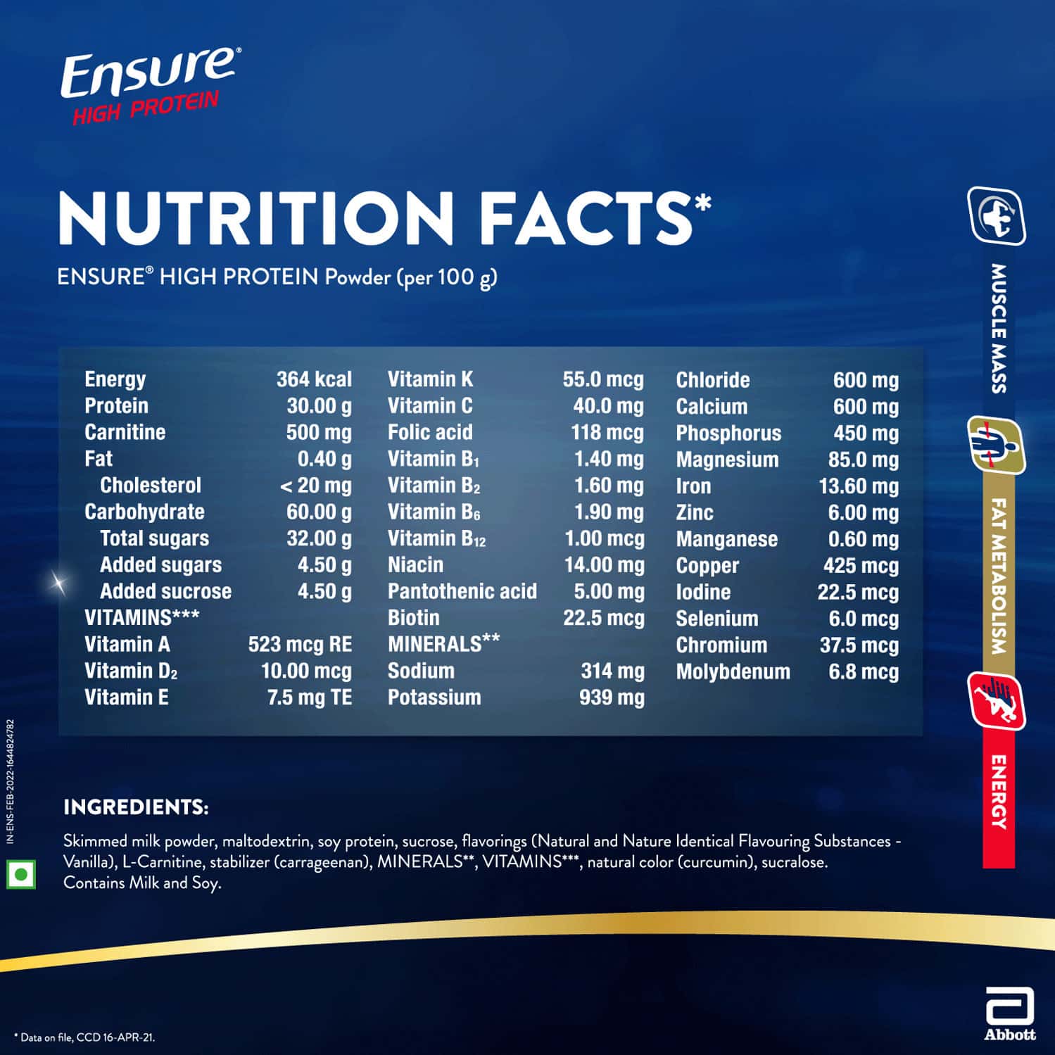Buy ENSURE HIGH PROTEIN NUTRITION FOR ACTIVE ADULTS (VANILLA FLAVOUR