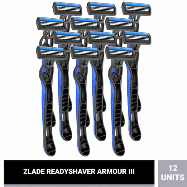 Zlade Armour Iii Readyshaver Triple Blade Disposable Shaving Razor For Men - Pack Of 12