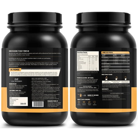 Myfitfuel Hydrolyzed Whey Protein Powder | 1 Kg | 30 Servings (Unflavoured) | Pre Digested Protein
