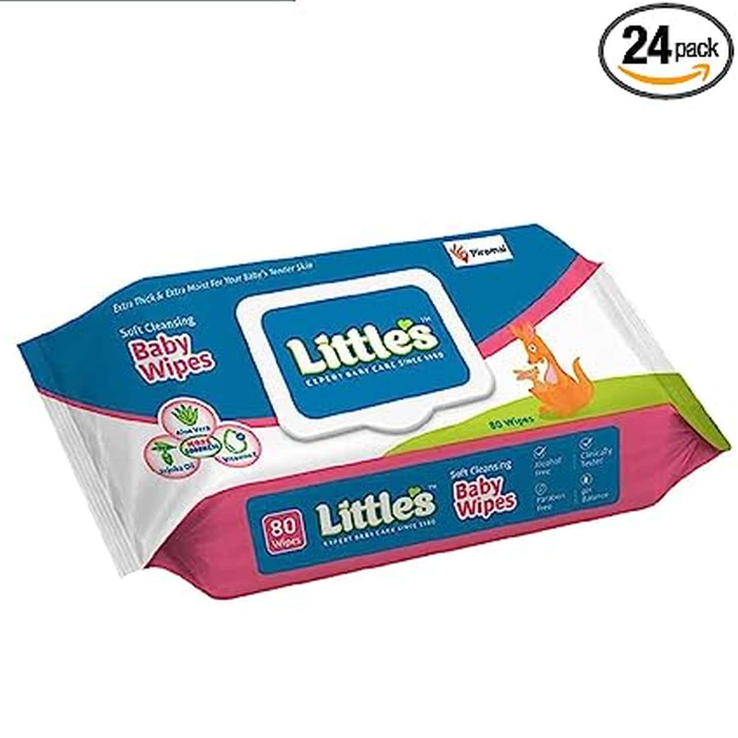 Little's Soft Cleansing Baby Wipes Lid Pack 80 Wipes (pack Of 24)