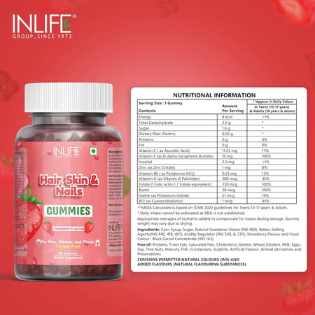 Inlife Biotin Gummies Hair Growth Hair Skin And Nails Gummies Supplement -2 Pack (2 X 30 No)