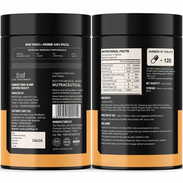 Myfitfuel L-Arginine Alpha-Ketoglutarate (Aakg) (2000 Mg) (120 Tablets)| Amino Acid