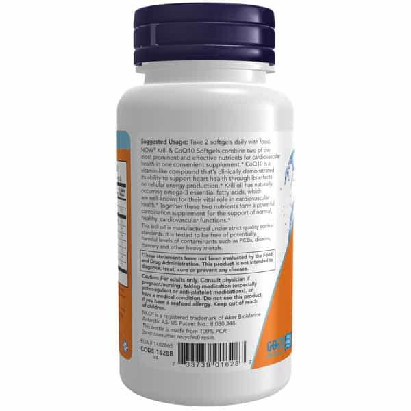 Now Foods Supplements | Krill & Coq10 | Phospholipid-Bound Omega-3 | Heart Support* | 60 Softgels