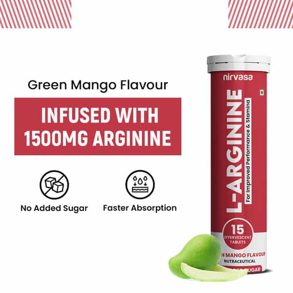 Nirvasa L-Arginine Effervescent Tablets | Enhances Blood Flow | Boosts Stamina & Nitric Oxide | 15N