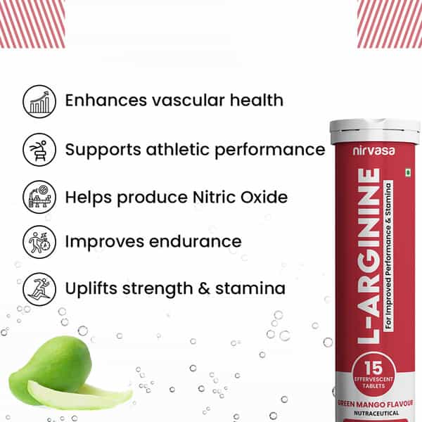 Nirvasa L-Arginine Effervescent Tablets | Enhances Blood Flow | Boosts Stamina & Nitric Oxide | 15N