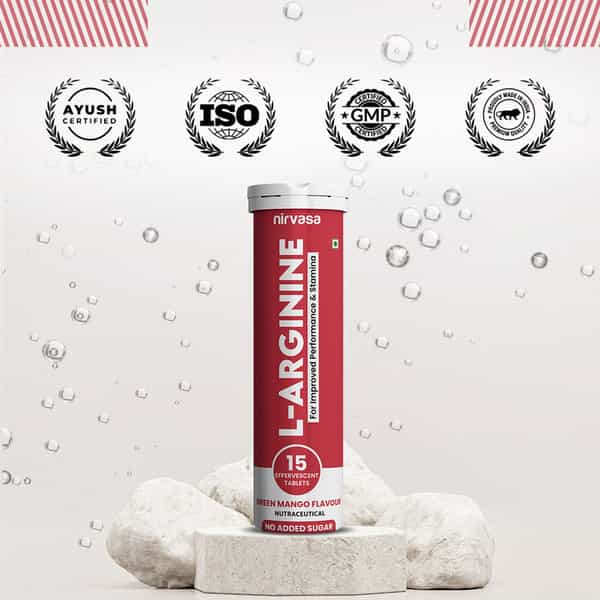 Nirvasa L-Arginine Effervescent Tablets | Enhances Blood Flow | Boosts Stamina & Nitric Oxide | 15N