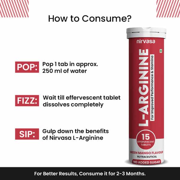 Nirvasa L-Arginine Effervescent Tablets | Enhances Blood Flow | Boosts Stamina & Nitric Oxide | 15N