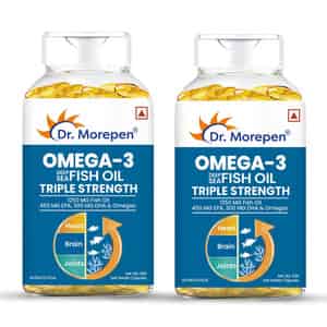 Dr. Morepen Omega 3 Deep Sea Fish Oil Triple Strength|1250mg With 900mg Dha & Epa|2 X 60 Softgels