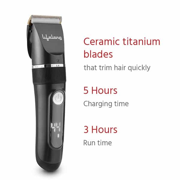 Lifelong Llpcm17 Ace Pro Rechargeable Hair Clipper With Digital Display 6 Combs (3 Mm - 12 Mm)