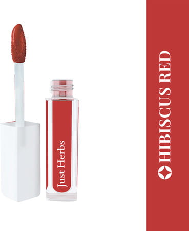 Just Herbs Ayurvedic Creamy Matte Long Lasting Liquid Lipstick - Hibiscus Red