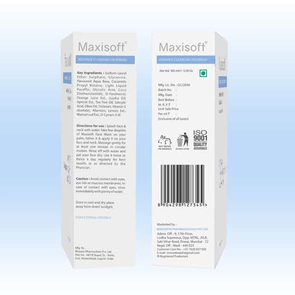 Maxisoft Advance Cleansing | 3 Way Antibacterial Action | Face Wash | Tube | 100 Ml | Pack Of 2