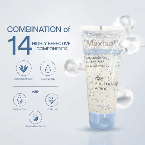Maxisoft Advance Cleansing | 3 Way Antibacterial Action | Face Wash | Tube | 100 Ml | Pack Of 2