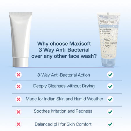 Maxisoft Advance Cleansing | 3 Way Antibacterial Action | Face Wash | Tube | 100 Ml | Pack Of 2