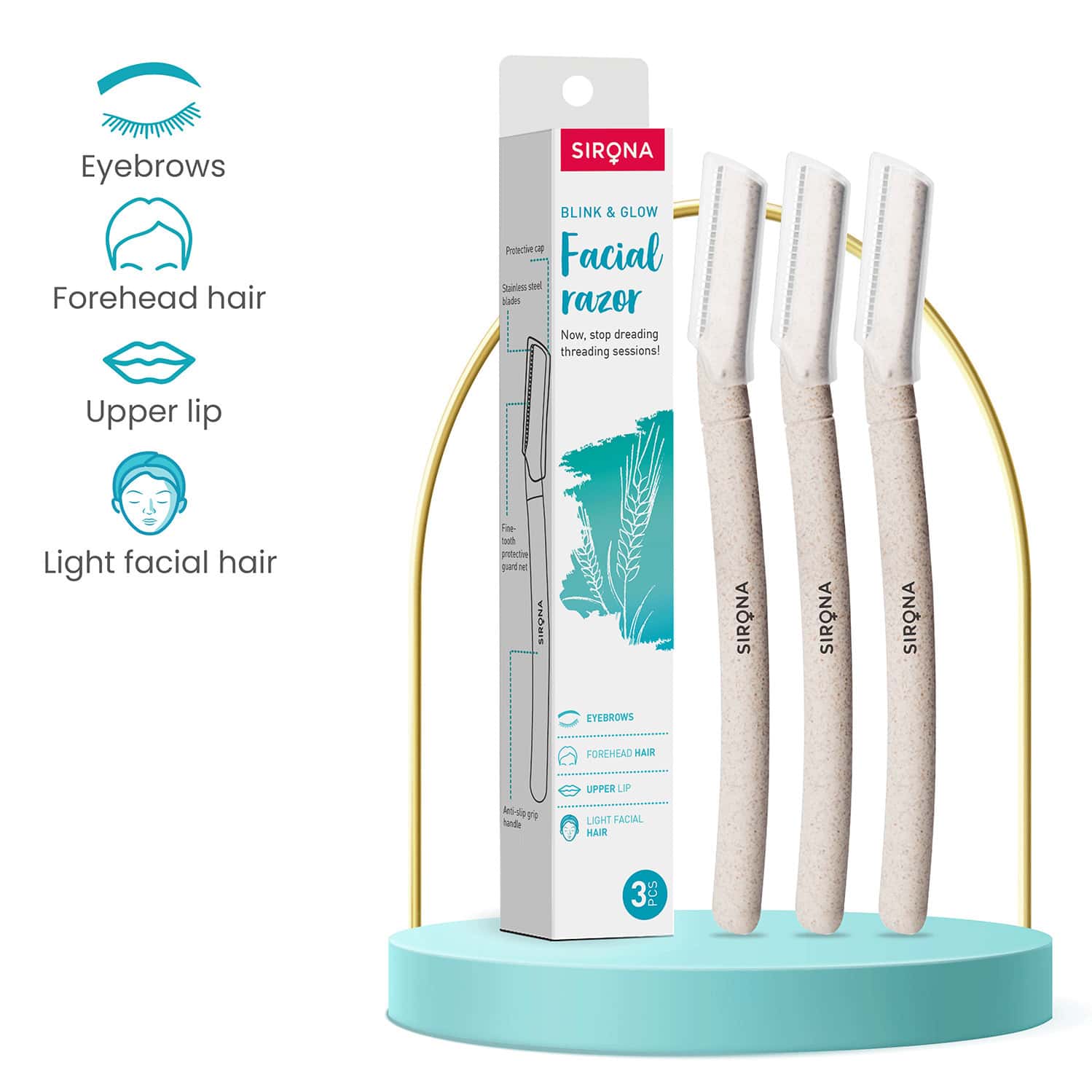 Sirona Razor Buy SIRONA BLINK AND GLOW FACE RAZOR FOR WOMEN - 3 PIECES Online & Get ...