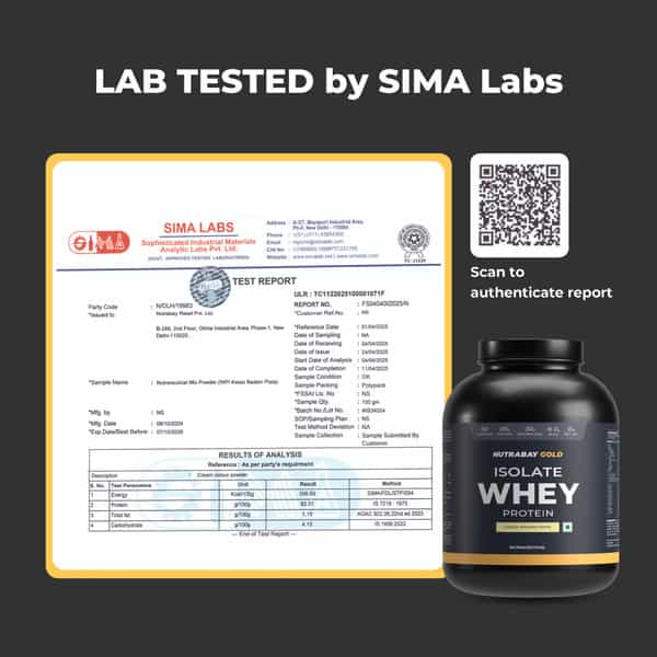 Nutrabay Gold 100% Whey Protein Isolate|26G Protein|Muscle Support & Recovery|Kesar Badam Pista, 2Kg