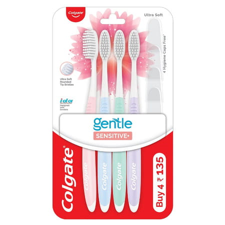 Colgate Sensitive Soft Bristles Manual Toothbrush For Adults - 4 Pcs | Multicolor
