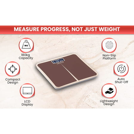 Venus (India) Electronic Digital Personal Bathroom Weight Machine | Upto 180kg | Eps-8199-New-Brown