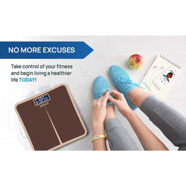 Venus (India) Electronic Digital Personal Bathroom Weight Machine | Upto 180Kg | Eps-8199-New-Brown