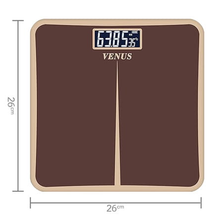 Venus (India) Electronic Digital Personal Bathroom Weight Machine | Upto 180kg | Eps-8199-New-Brown