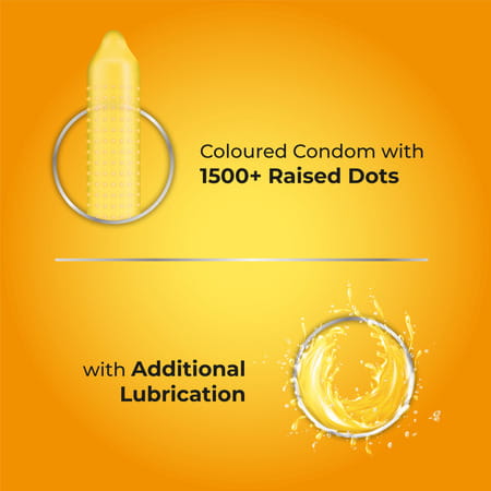 Skore Pina Colada Flavoured With Additional Lubrication 1500+ Dots Condom 10 No'S