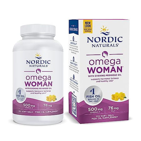 Nordic Naturals Omega Woman 500 Mg Omega-3 Fish Oil Omega 6 Gla & Evening Primrose Oil 120 Softgels