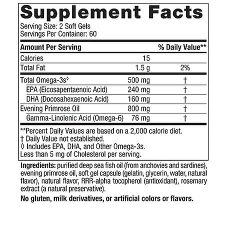 Nordic Naturals Omega Woman 500 Mg Omega-3 Fish Oil Omega 6 Gla & Evening Primrose Oil 120 Softgels