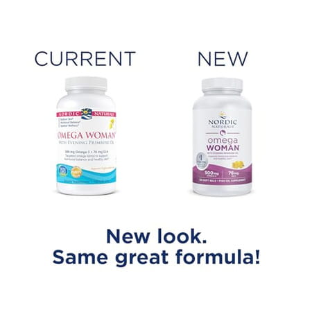 Nordic Naturals Omega Woman 500 Mg Omega-3 Fish Oil Omega 6 Gla & Evening Primrose Oil 120 Softgels