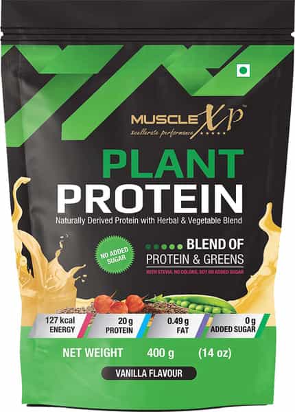 Musclexp Plant Protein Vanilla Flavour 400Gm Pouch (Pack Of 5)