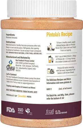 Pintola All Natural Almond Crunchy Butter 1kg Jar