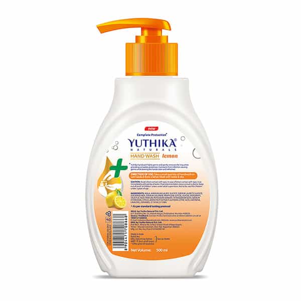Yuthika Lemon Handwash Liquid 500Ml Dispenser Bottle | Ph Balanced | Germ Protection Hand Wash