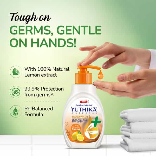 Yuthika Lemon Handwash Liquid 500Ml Dispenser Bottle | Ph Balanced | Germ Protection Hand Wash