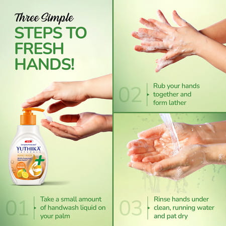 Yuthika Lemon Handwash Liquid 500ml Dispenser Bottle | Ph Balanced | Germ Protection Hand Wash