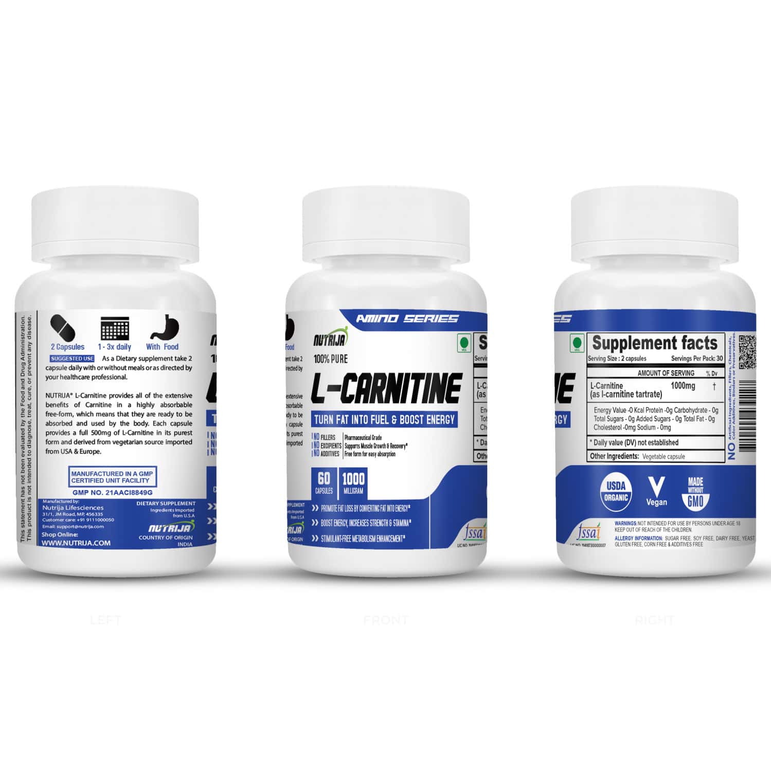 Buy NUTRIJA L-CARNITINE L-TARTRATE 1000MG SUPPLEMENT |SUPPORTS WEIGHT  LOSS(60 CAPSULES) Online & Get Upto 60% OFF at PharmEasy