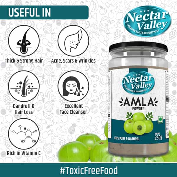 Nectar Valley Pure Natural Amla Powder | 100% Natural Amla Powder For Hair Care - 250G