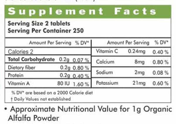 Herbal Hills Organic Alfalfa Tablets - 500 Tablet - Green Food Supplement