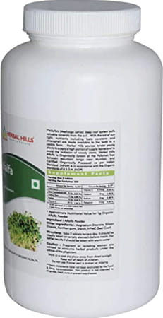 Herbal Hills Organic Alfalfa Tablets - 500 Tablet - Green Food Supplement